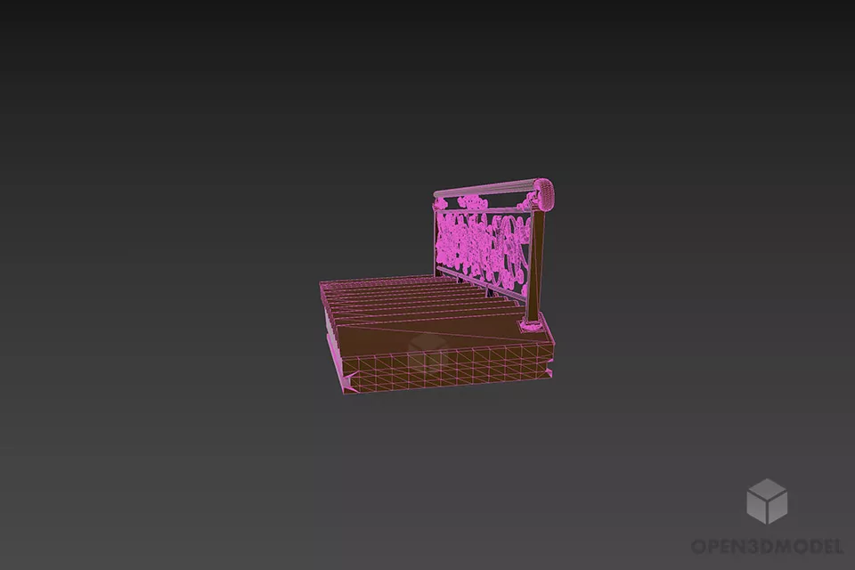 Carved Handrail Stair 3d model 2