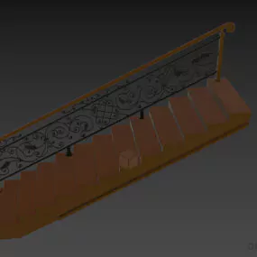 Carved Handrail Stair 3d model