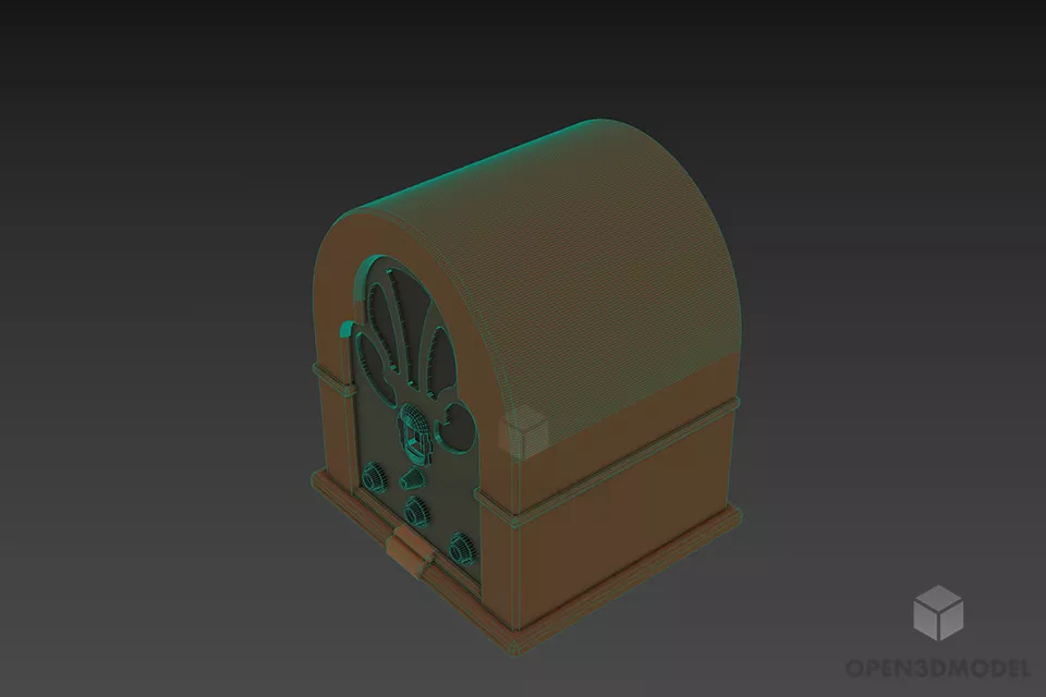 Vintage Grandfather Radio 3d model 2