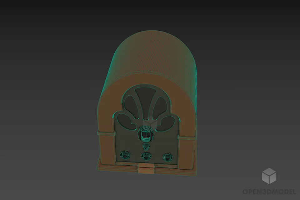 Vintage Grandfather Radio 3d model 3