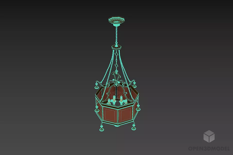 Vintage Art Steel Lamps Lantern Shade 3d model 2