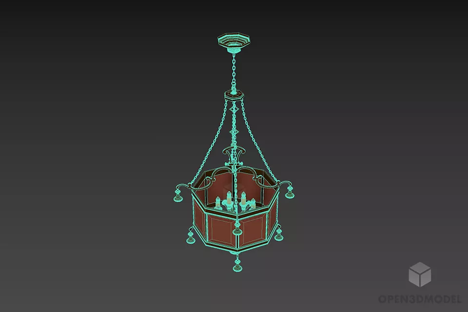 Vintage Art Steel Lamps Lantern Shade 3d model 3