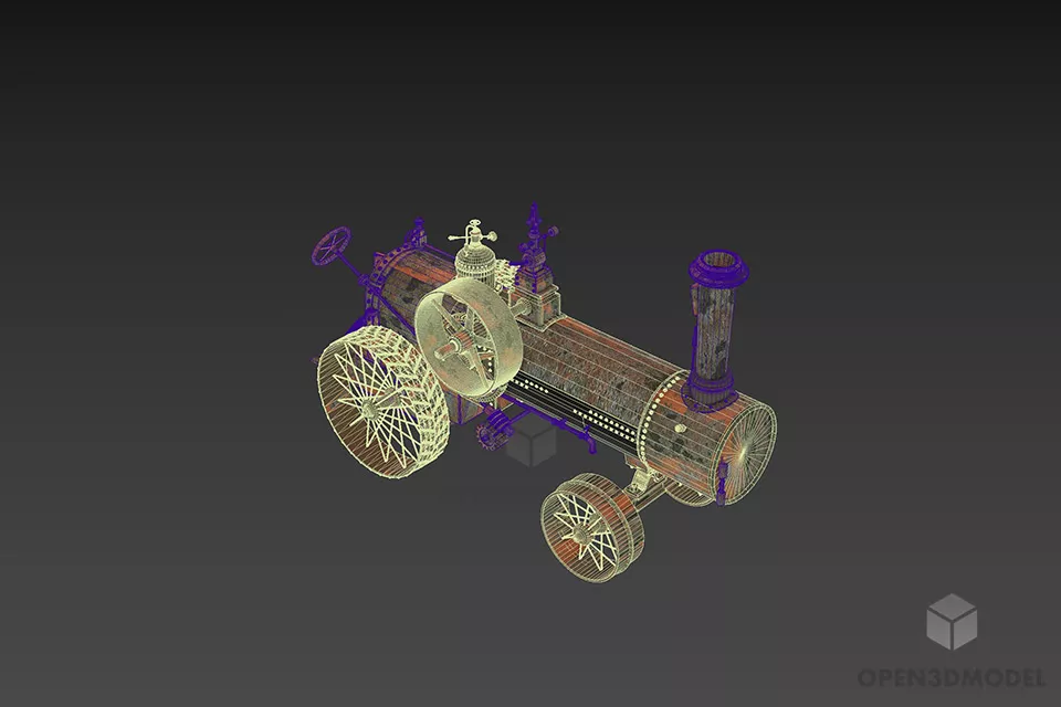 Rustic Tractor Machine 3d model 2