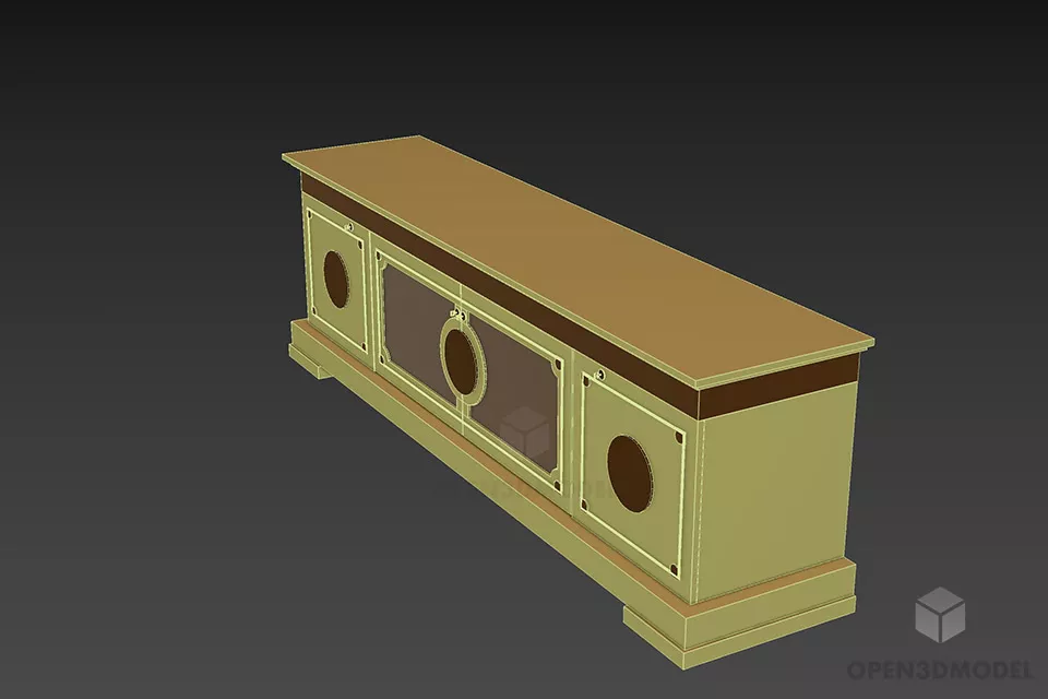 Living Room Antique Locker Carved Edge 3d model 2