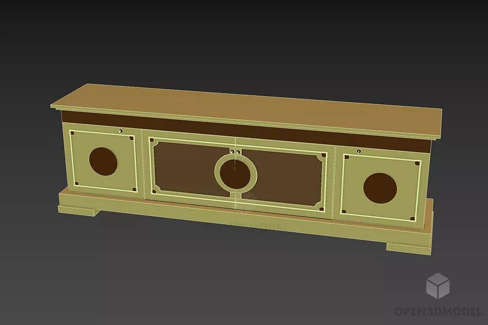 Living Room Antique Locker Carved Edge 3d model 3