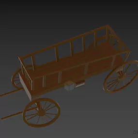 Western Vintage Cart Wooden Material 3d model