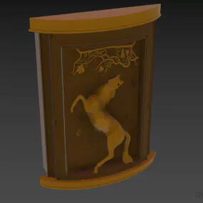 Carved Decorative Wall With Horse Statue 3d model