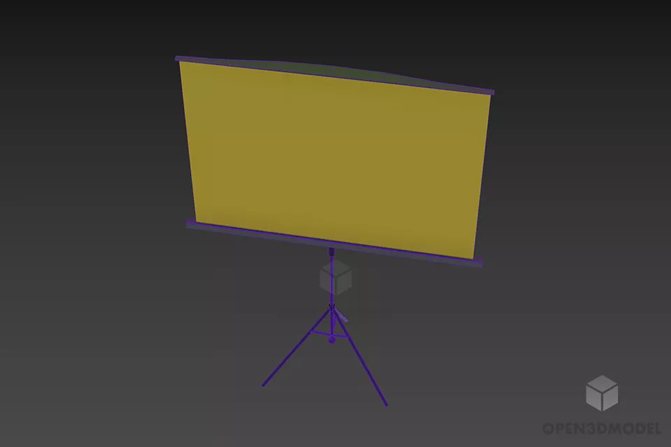 Portable Projector Screen With Tripod 3d model 3