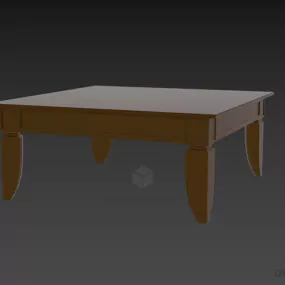 Antique Western Wood Square Coffee Table 3d model