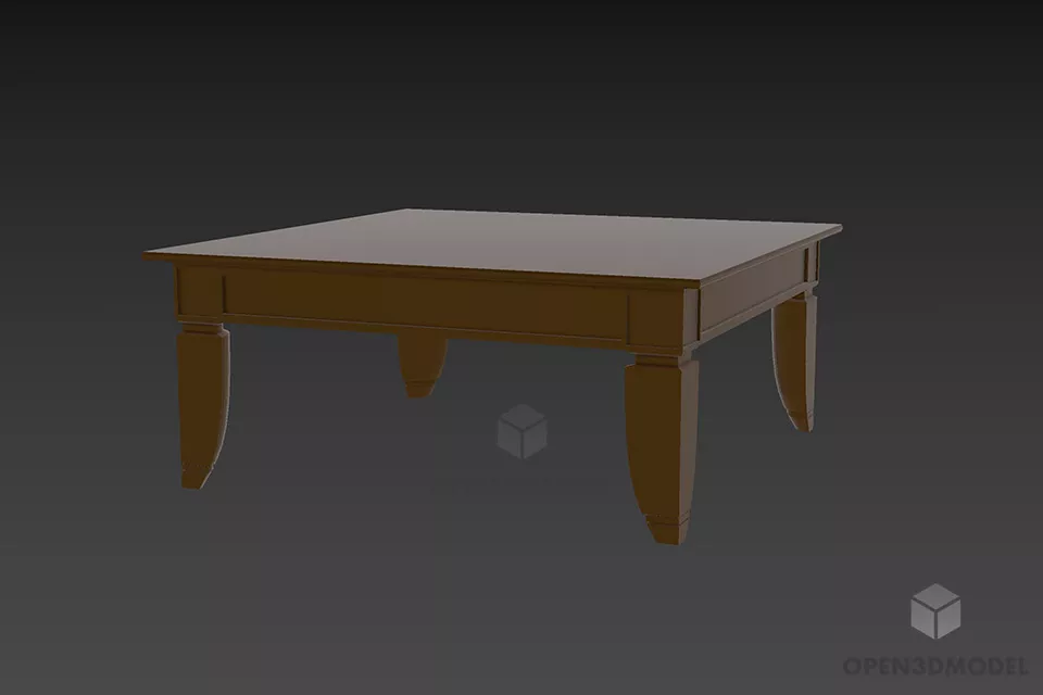 Walnut Table Shelf With Drawers 3d model