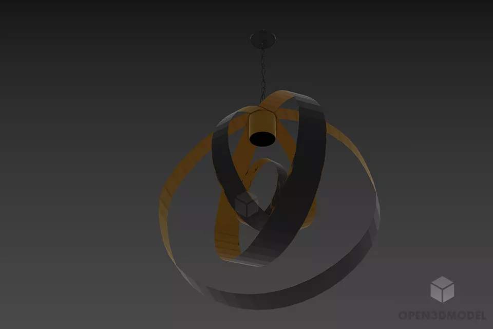 Ceiling Lamp Chain Hanger With Glass Shade 3d model