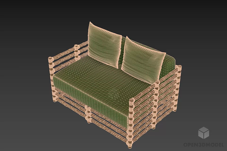 Outdoor Rattan Sofa Gervasony 3d model 2