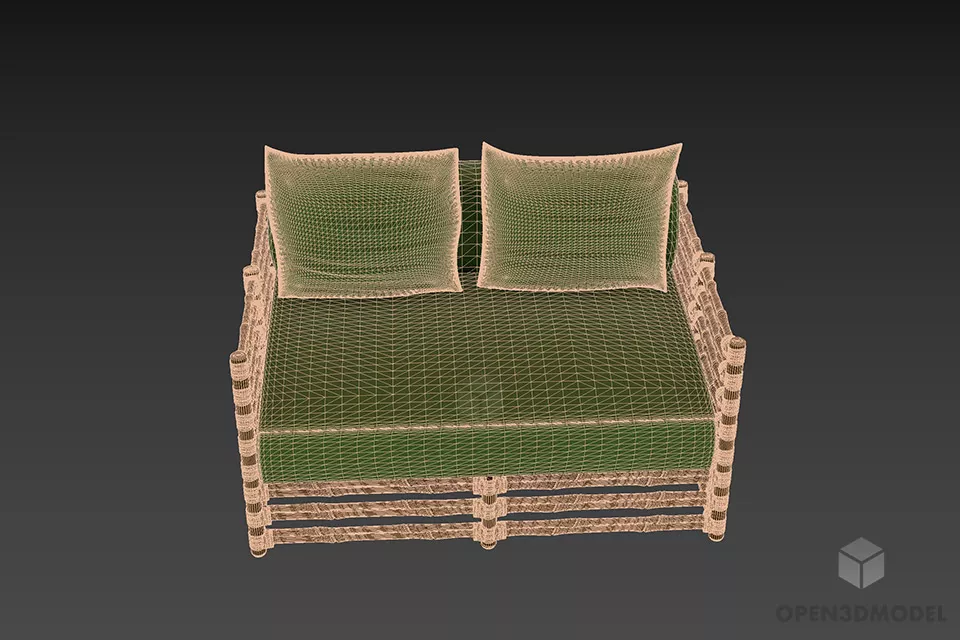 Outdoor Rattan Sofa Gervasony 3d model 3