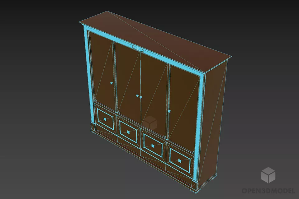 Glass Door Cabinet Furniture 3d model 2