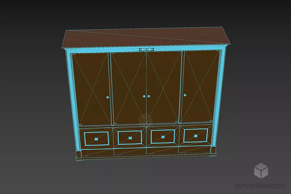 Glass Door Cabinet Furniture 3d model 3