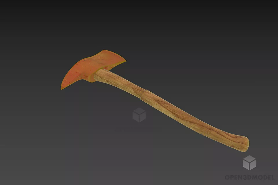 Axe With Wood Handle 3d model 2