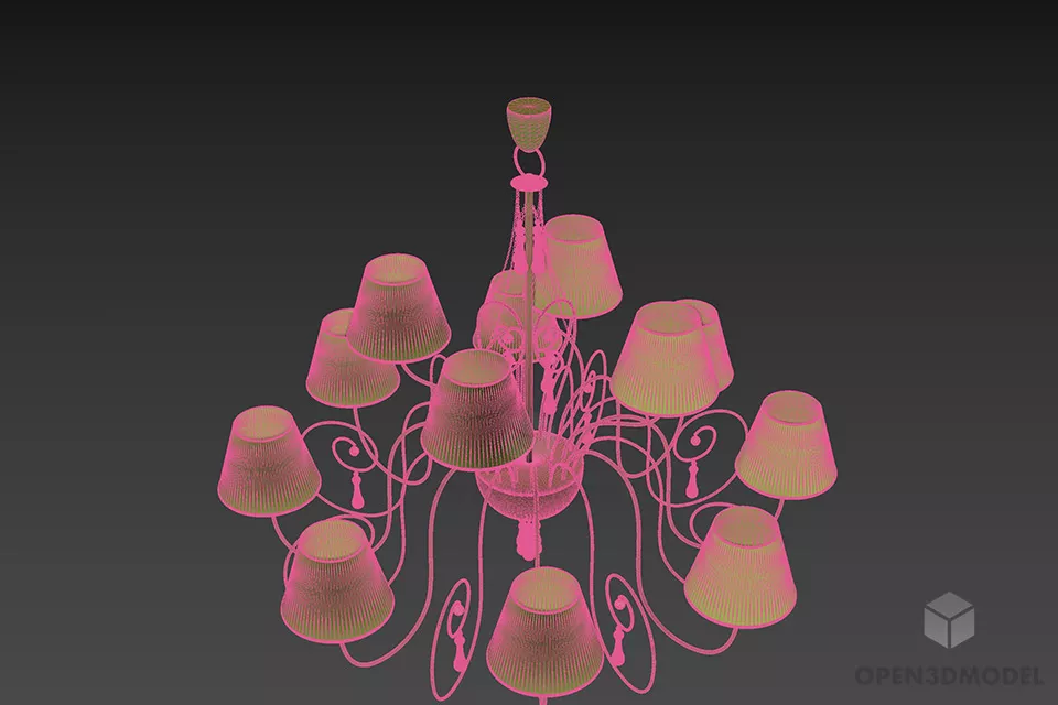 Ceiling Lamp Antique Art Light Chandelier 3d model 2
