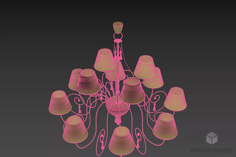 Ceiling Lamp Antique Art Light Chandelier 3d model 3