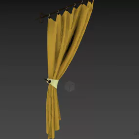 Yellow Textile Curtain With Hanger 3d model