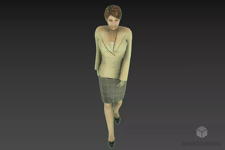 Business Dress Woman Walking Pose 3d model 3