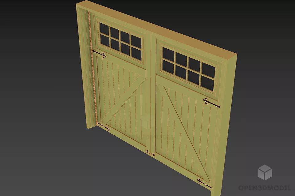 Garage Gate Two Doors 3d model 2