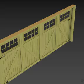 Garage Wood Gate Four Doors 3d model