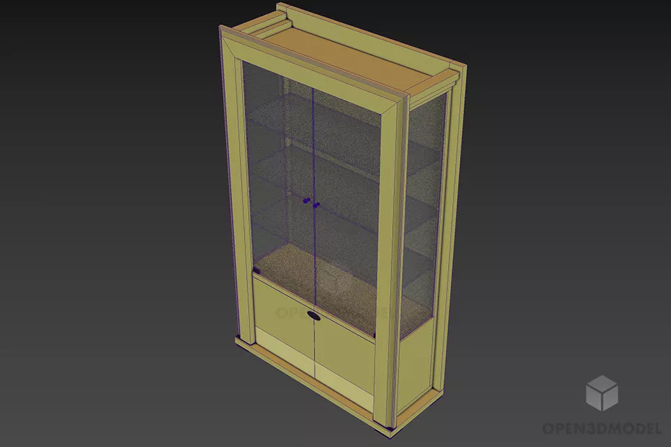 Glass Shelf Cabinet Furniture 3d model 2