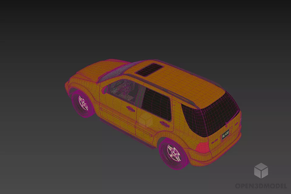 Suv Car Yellow Painted 3d model 2