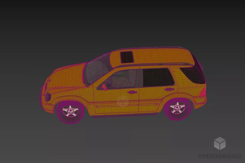 Suv Car Yellow Painted 3d model 3