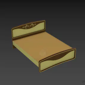 Antique Bed With Carved Head Panel 3d model