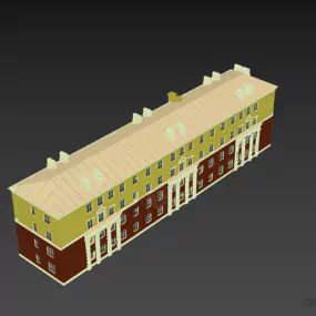 Western Antique Apartment Building Four Storey 3d model