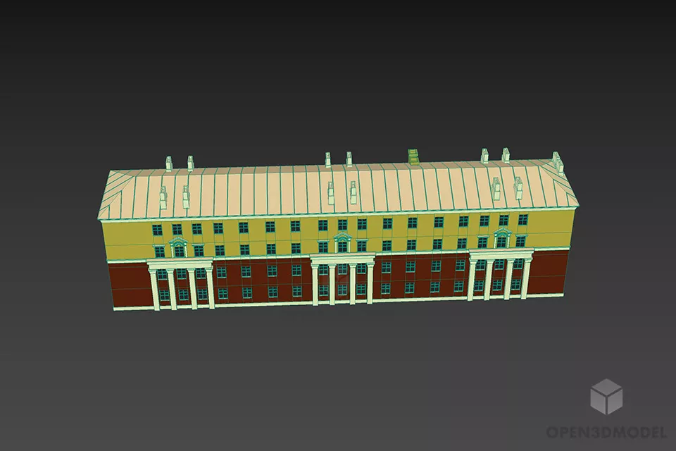 Western Antique Apartment Building Four Storey 3d model 3