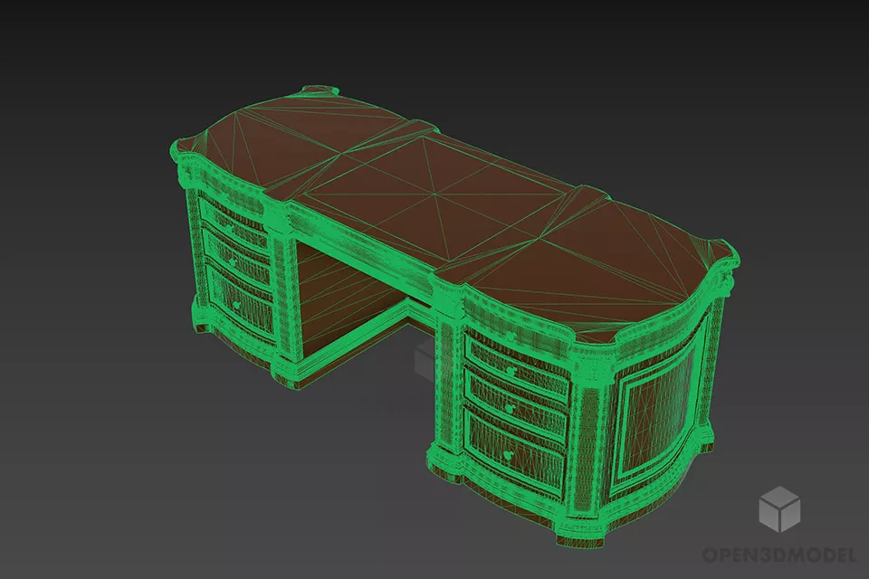 Antique Walnut Work Table For Boss 3d model 2