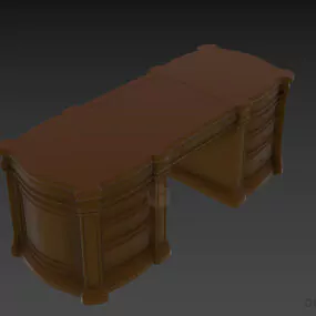 Antique Walnut Work Table For Boss 3d model