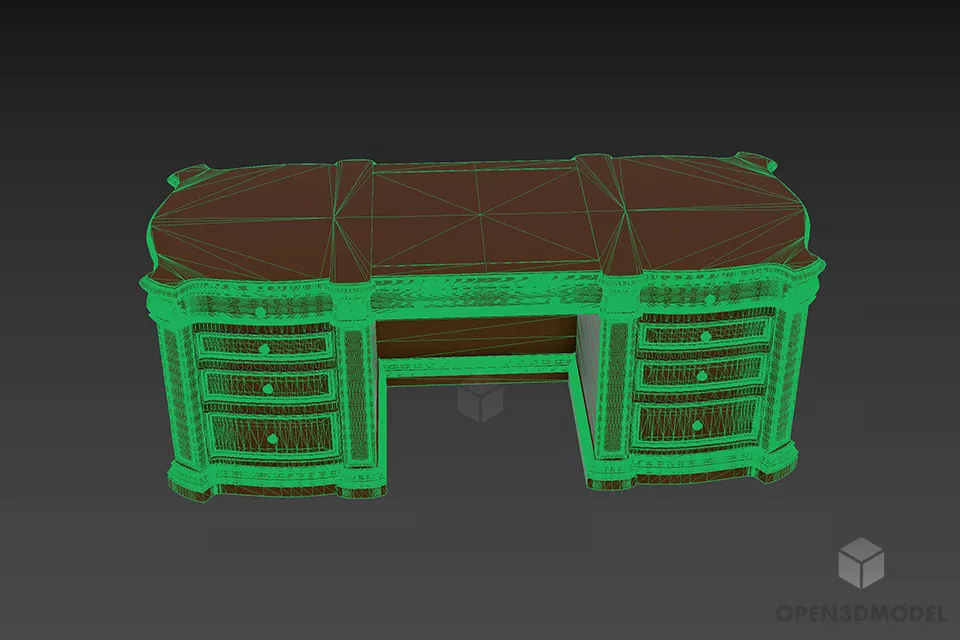 Antique Walnut Work Table For Boss 3d model 3
