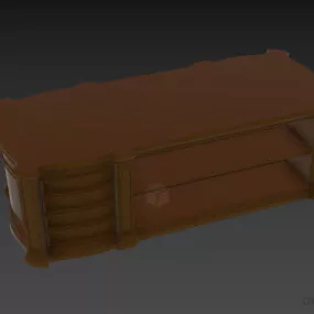Walnut Table Shelf With Drawers 3d model