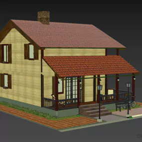 Clay Roof House Country Style 3d model