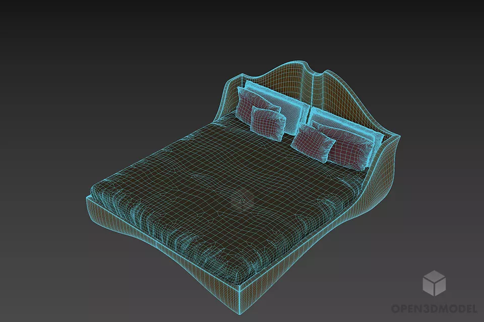 Modern Bed With Curved Frame 3d model 2