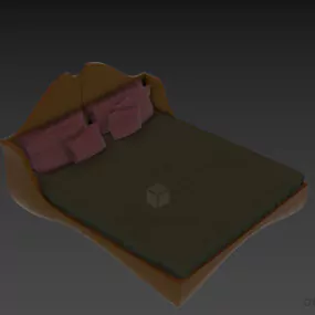 Modern Bed With Curved Frame 3d model