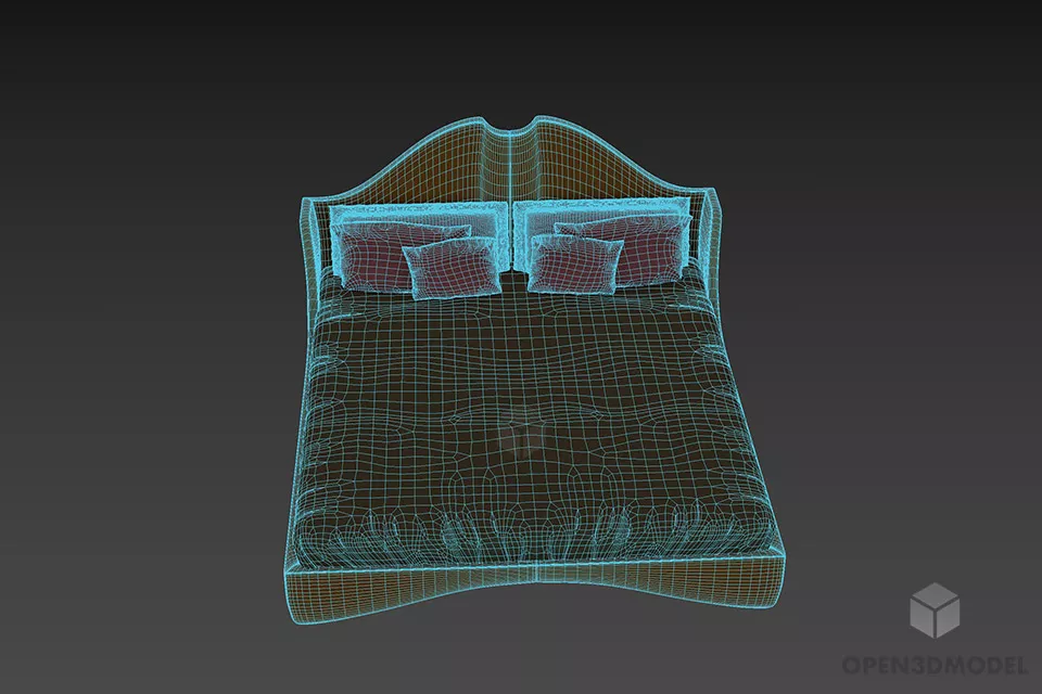 Modern Bed With Curved Frame 3d model 3