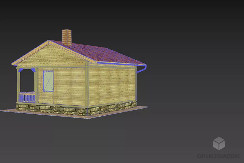 Sauna House Building With Chimney 3d model 2