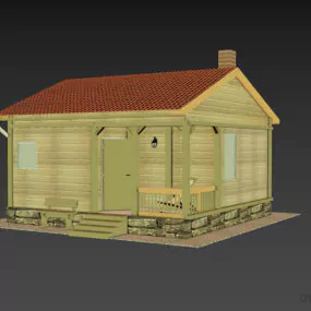 Sauna House Building With Chimney 3d model