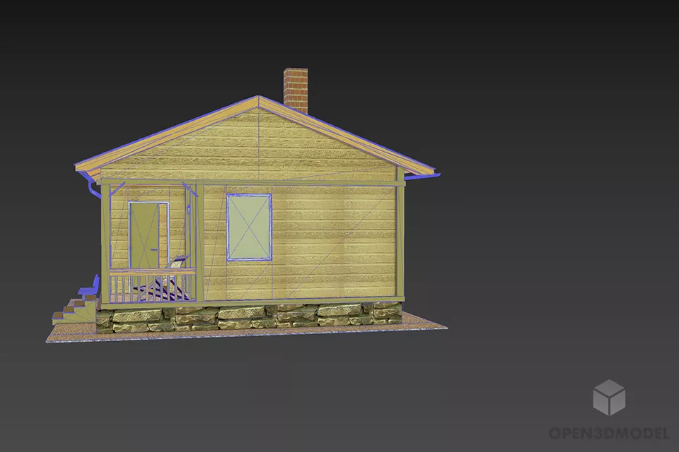 Sauna House Building With Chimney 3d model 3