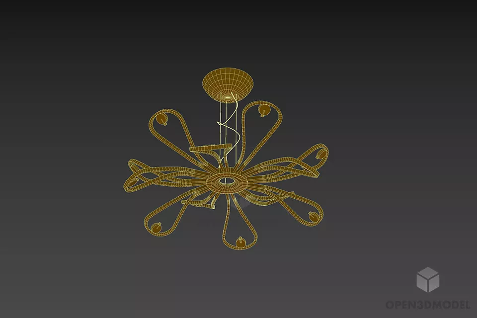 Curved Arm Pendant Light Medusa 3d model 2