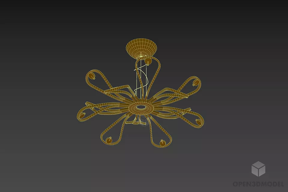 Curved Arm Pendant Light Medusa 3d model 3