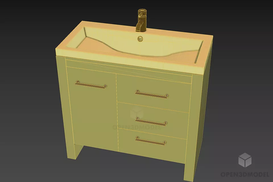 Modern Washbasin With Drawers 3d model 3