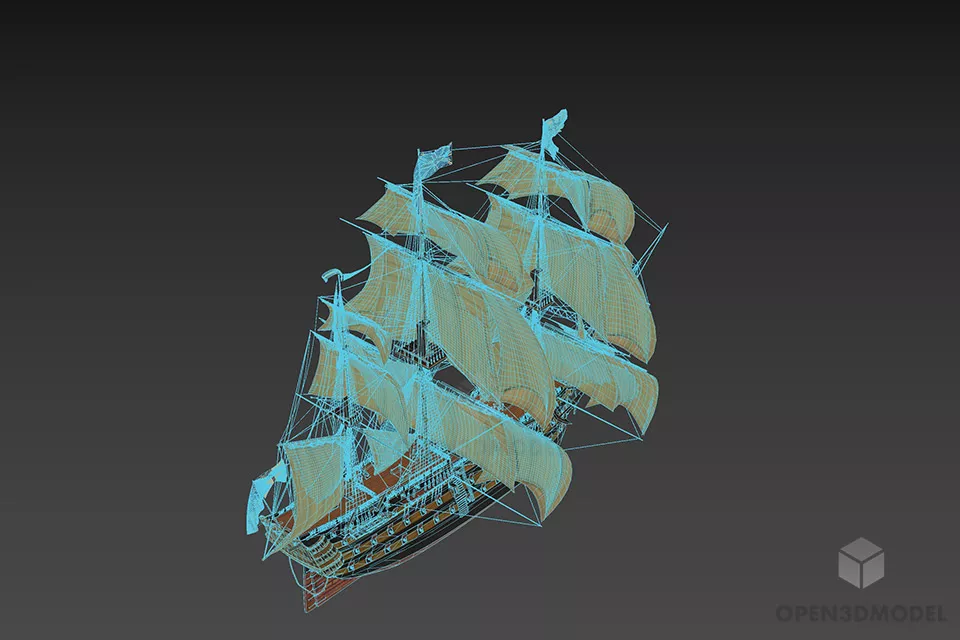 Vintage Hms Military Ship Conqueror 3d model 2