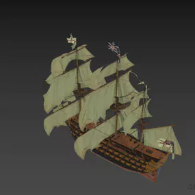 Vintage Hms Military Ship Conqueror 3d model