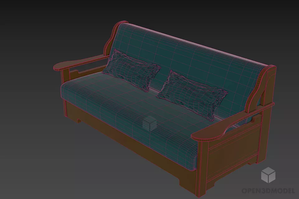 Wooden Sofa Anderssen With Upholstery 3d model 2
