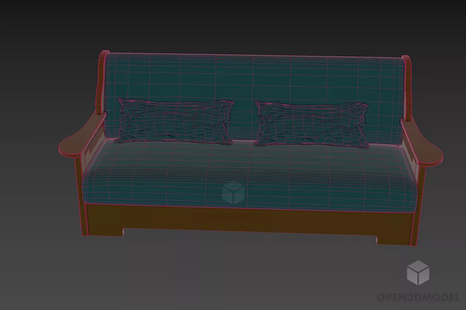 Wooden Sofa Anderssen With Upholstery 3d model 3
